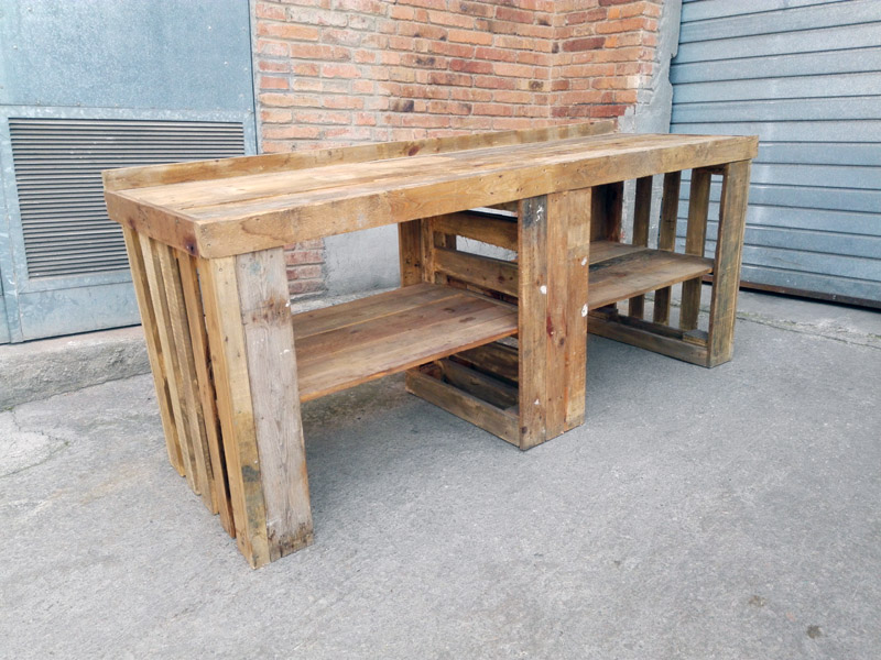 mostrador estanteria taller cocina madera 82.5-88.2x198x66.7 1u